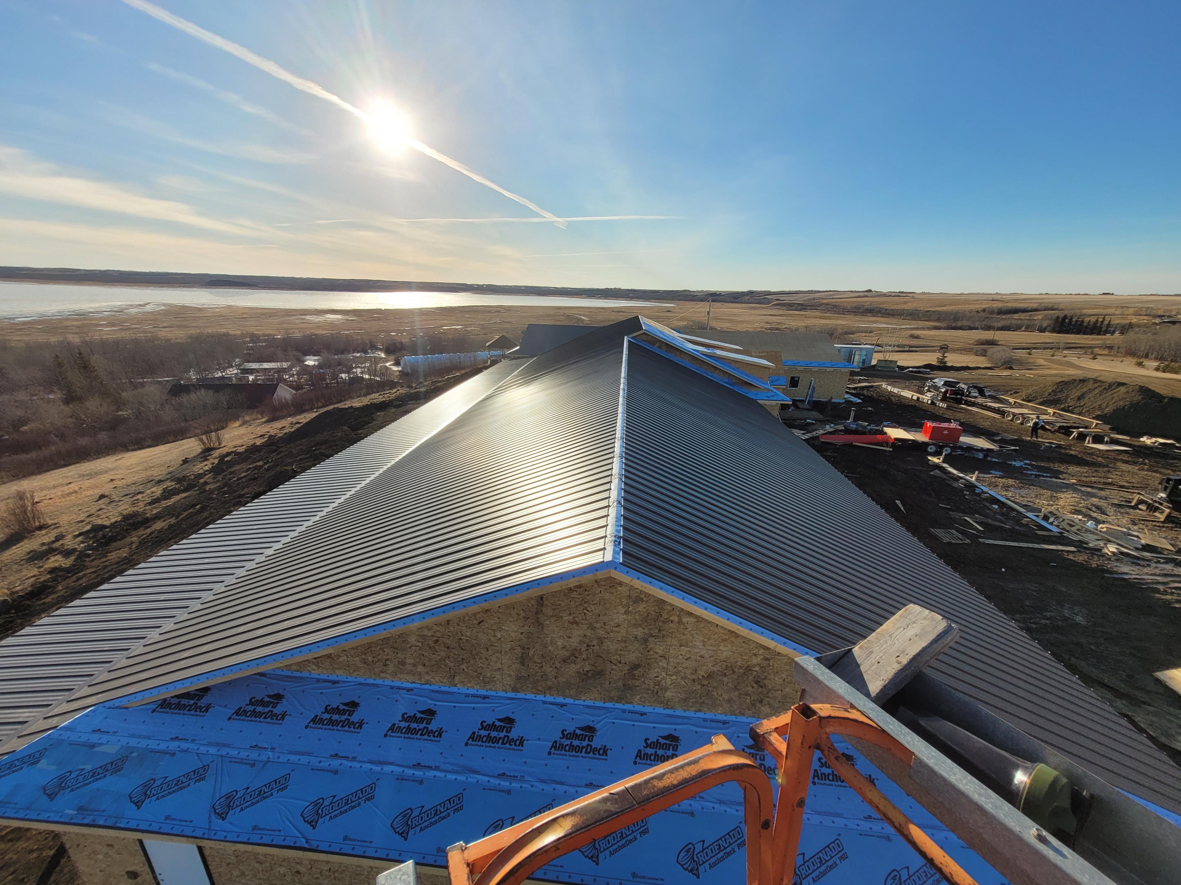 Snaplock roof partially completed